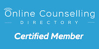 About. Online counselling badge